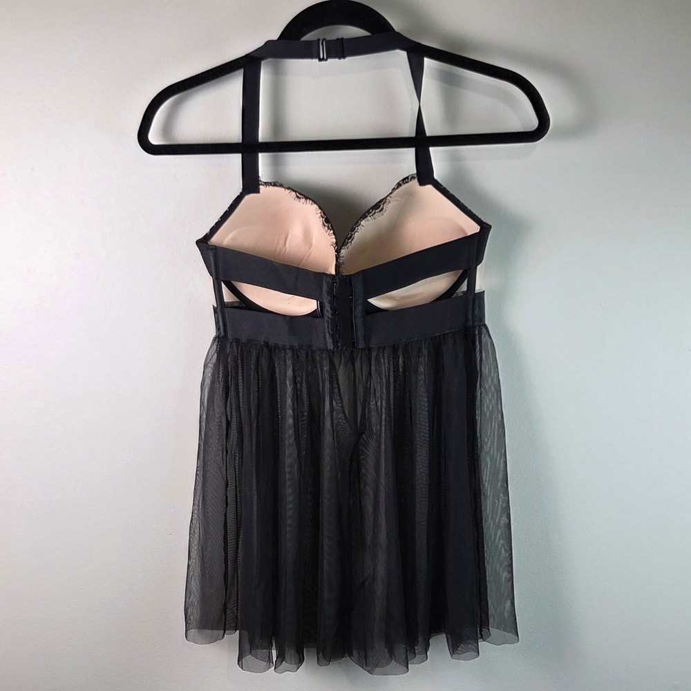 Victoria's Secret Babydoll Women 34DD Black Excellent Lace Mesh Lingerie Chemise - Picture 2 of 5